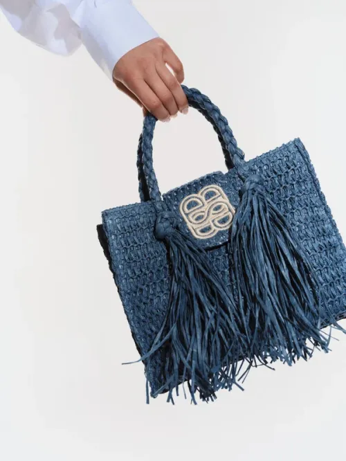 Sigrid Straw Bag Blue