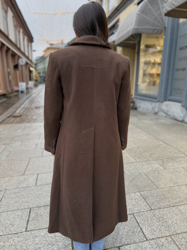 Royla Wool Blend Long Coat - Chocolate Brown  - Image 2