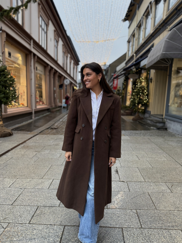 Royla Wool Blend Long Coat - Chocolate Brown  - Image 5