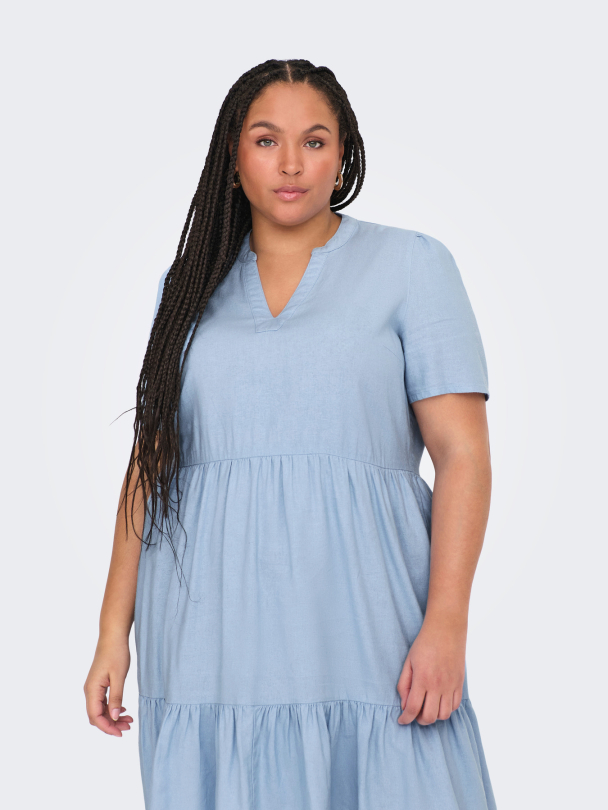 CARTIRI-CARO S/S V-NECK LIN DRESS TLR - Image 6