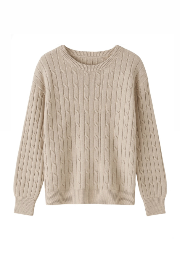 Siona Genser Flettestrikk Sand - Image 5