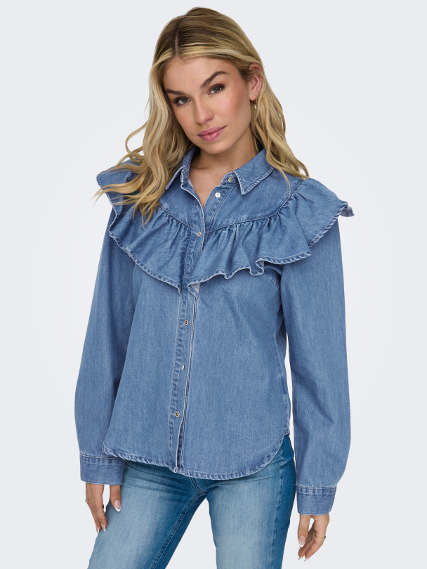 ONLINDIGO LS FRILL DNM SHIRT QYT NOOS - Image 5