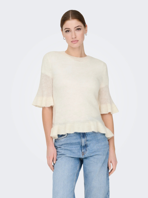 ONLELLA SS FRILL O-NECK KNT - Image 2