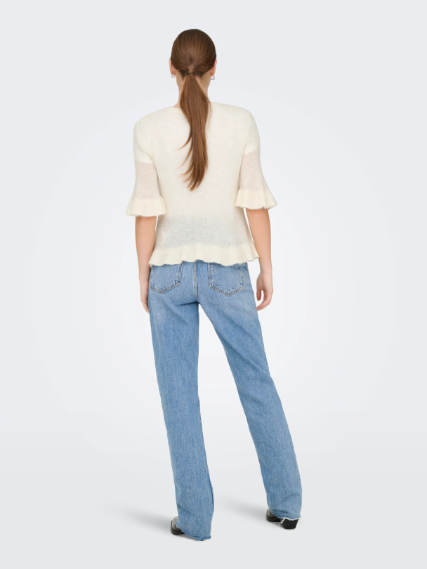 ONLELLA SS FRILL O-NECK KNT - Image 4