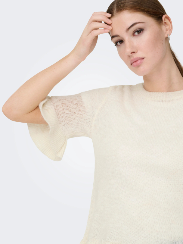 ONLELLA SS FRILL O-NECK KNT - Image 5