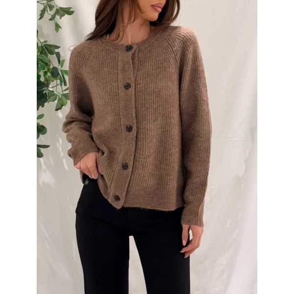 Lulu Knit Short Cardigan - Chocolate Chip