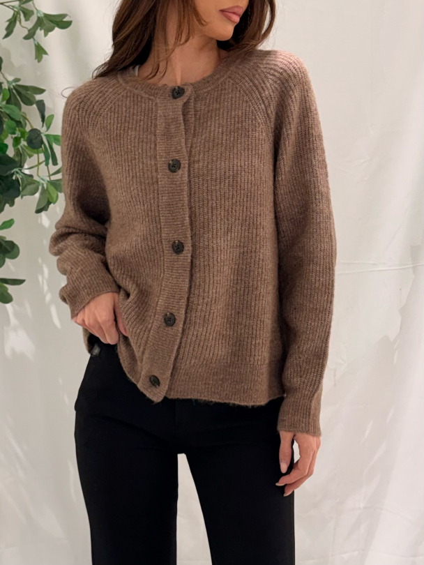 Lulu Knit Short Cardigan - Chocolate Chip - Image 1