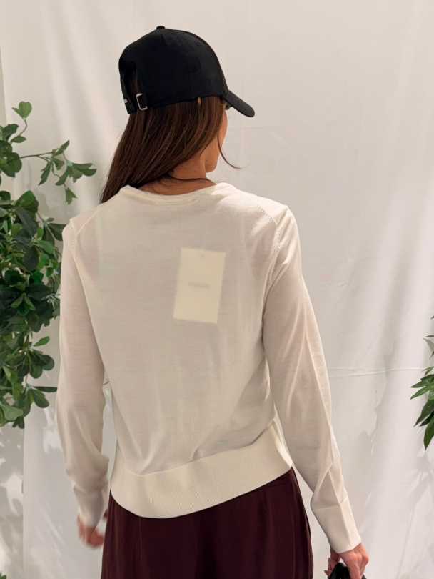 Thea Knit Merino Cardigan - Egret  - Image 4