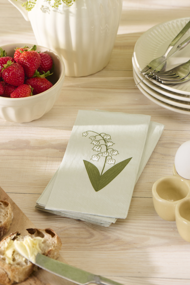 Serviett 10x20 cm liljekonvall 16 stk/pakning - Image 2