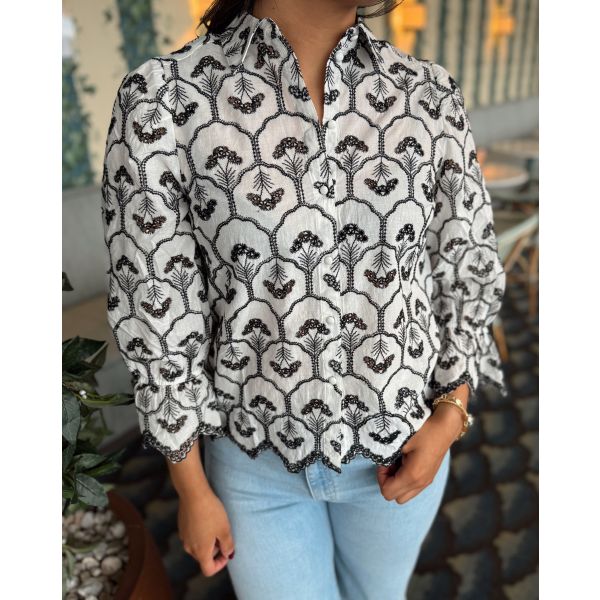 Mulla 3/4 Shirt - Star White/Black Trea