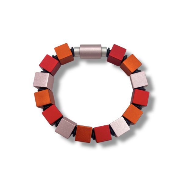 APERO W&Uuml;RFEL - R&oslash;dt, rosa og oransje stort armb&aring;nd