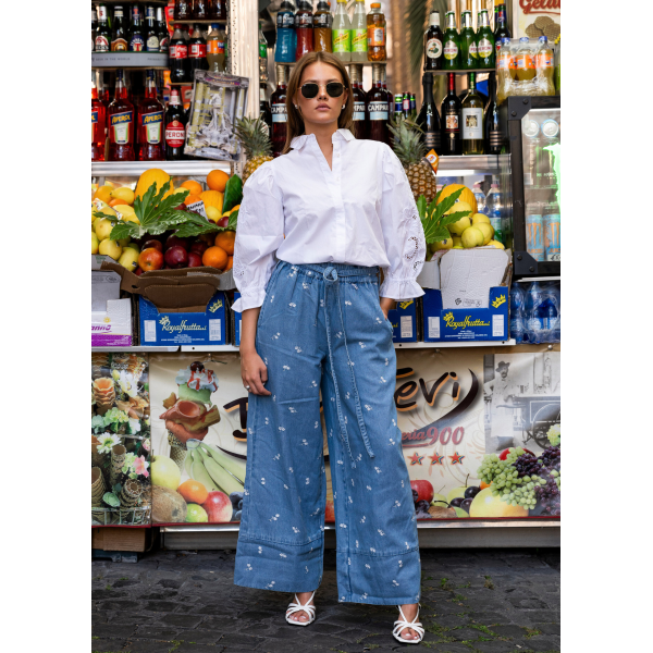 Amy Embroidered Shirt - Sugar White Poplin 