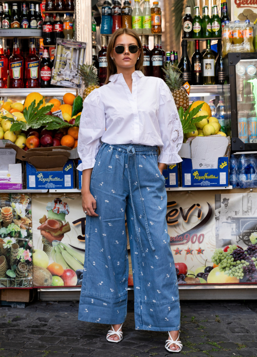 Amy Embroidered Shirt - Sugar White Poplin 