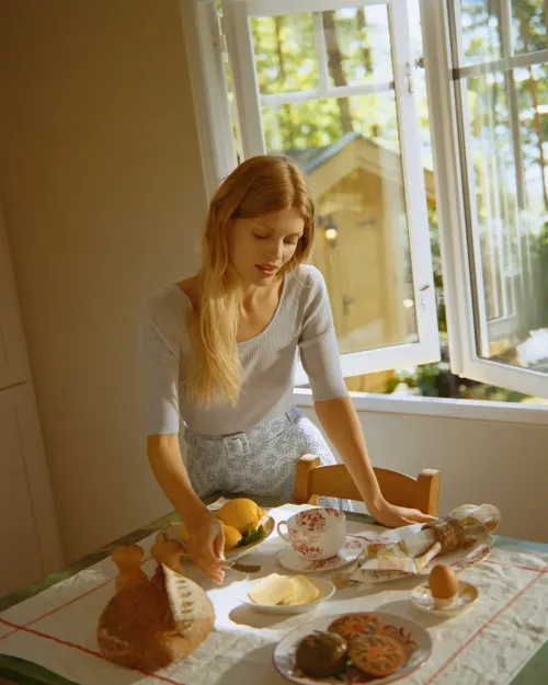 Merino Knit Fitted Top - Dusty Blue 