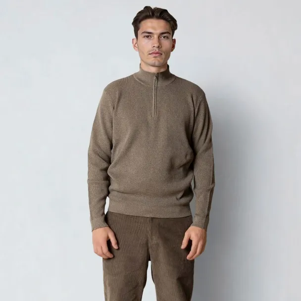 Oscar half zip knit, sand - Image 1