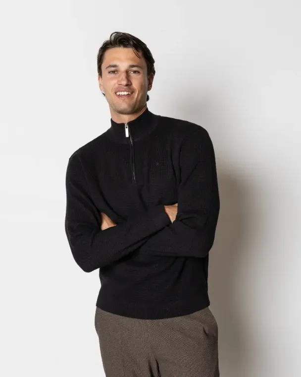 Oscar half zip knit, svart - Image 1