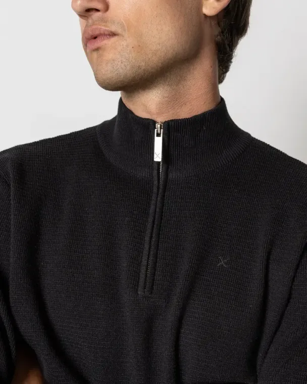 Oscar half zip knit, svart - Image 4