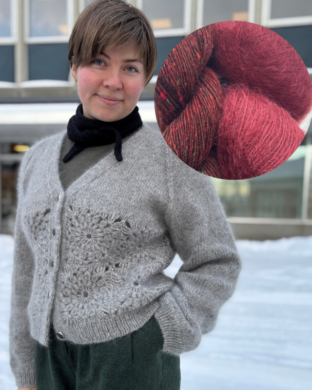 Strikkepakke - Evina Cardigan - Burgunder - Image 6