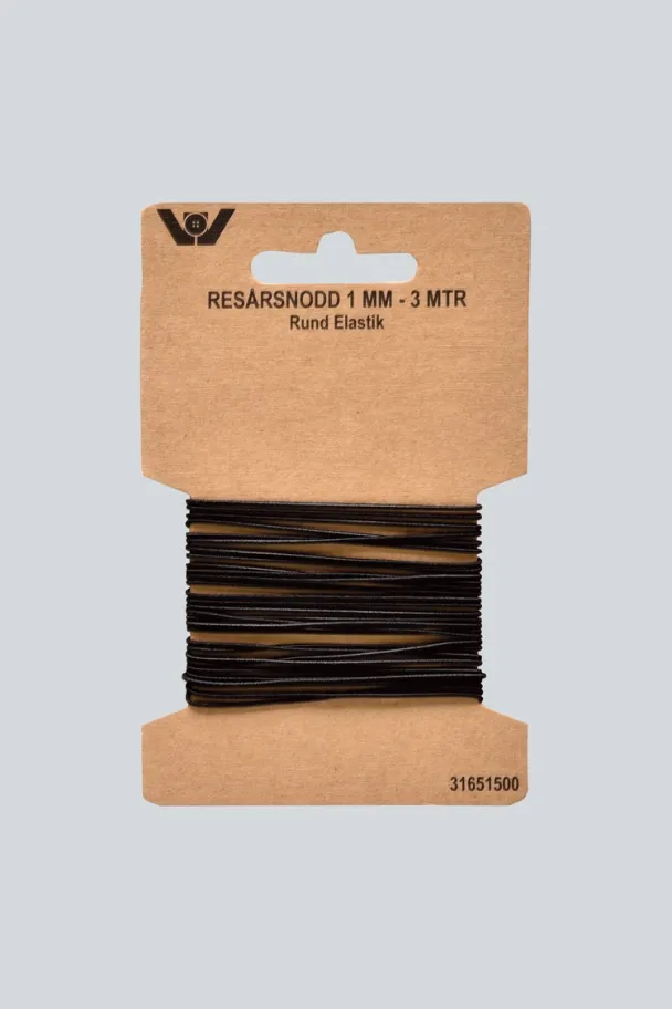 Strikk Rund 1mm - 3 meter - sort