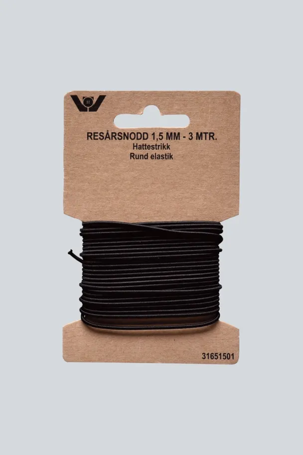Strikk Rund 1,5mm - 3 meter - sort