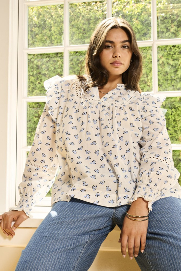 CARIDRIS LS FRILL TAPE TOP AOP - Image 3