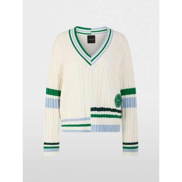 Striped Cable Knit Sweater AS 41.19 M66  |  Striped Cable Knit Sweater AS 41.19 M66 fra MarcCain