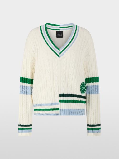 Striped Cable Knit Sweater AS 41.19 M66  |  Striped Cable Knit Sweater AS 41.19 M66 fra MarcCain