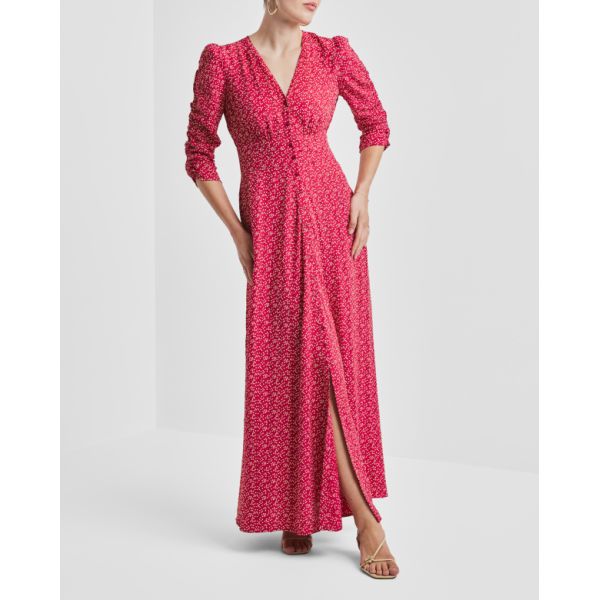 Spring Button-Down Dress - Red Dots 