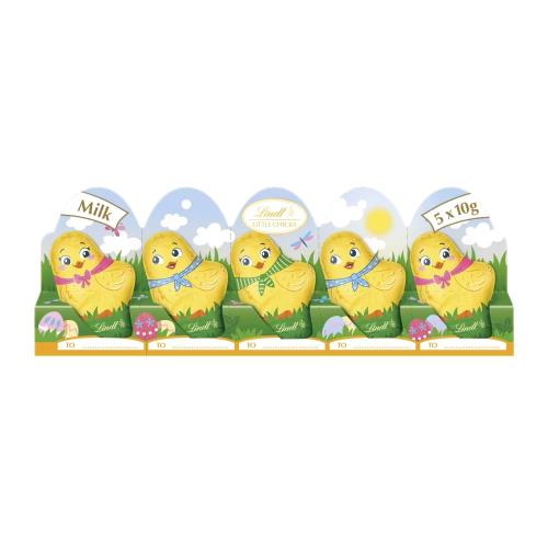 LINDT EASTER LITTLE CHICKS MILK CHOCOLATE 5 PACK 50g