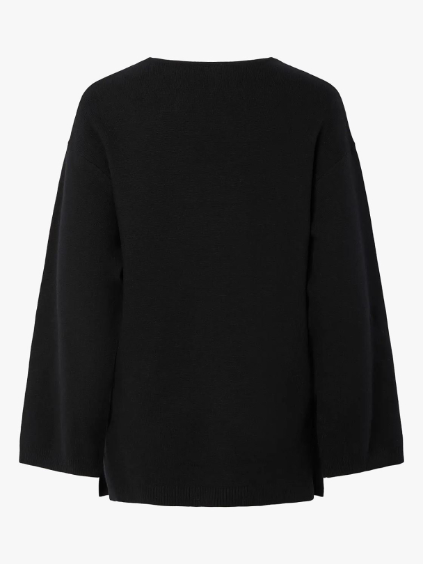 Elma V-Neck Knit Pullover - Black  - Image 2