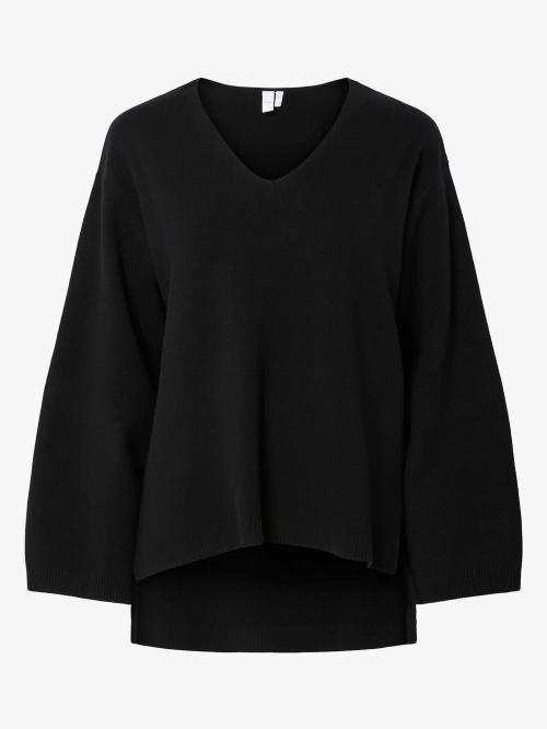 Elma V-Neck Knit Pullover - Black 
