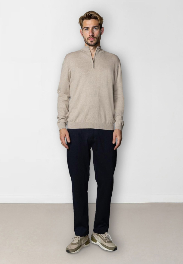 Claude half zip genser, sand - Image 3