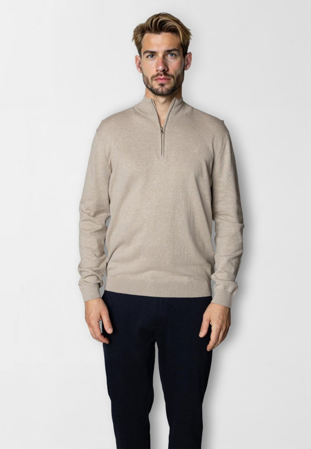 Claude half zip genser, sand - Image 1