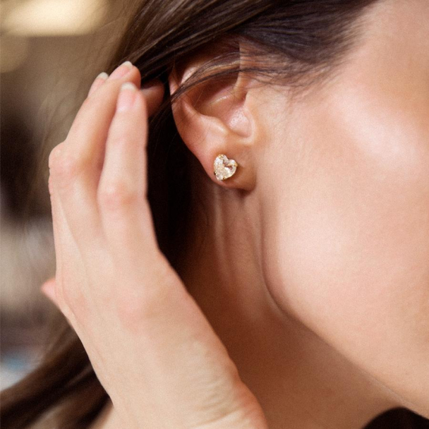 Heart Earrings - Gold Crystal  - Image 2