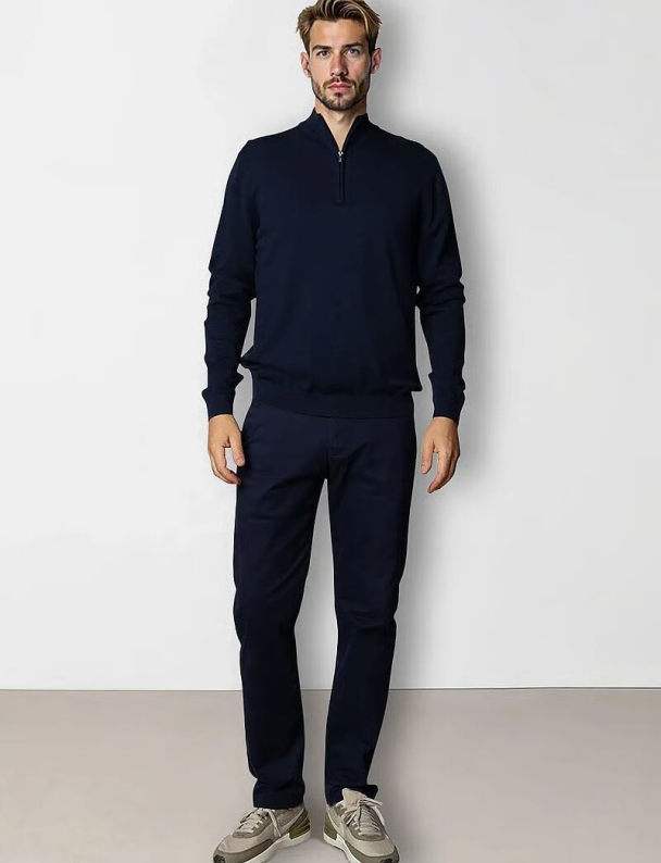 Claude half zip genser, blå - Image 1