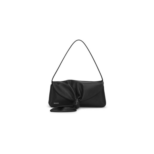 Leather Knot Scarf Bag - Black