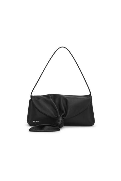 Leather Knot Scarf Bag - Black