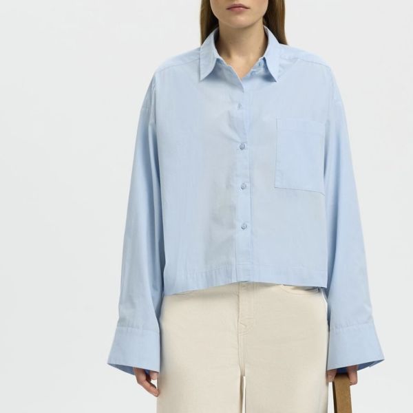 Astha Cropped Shirt Blue