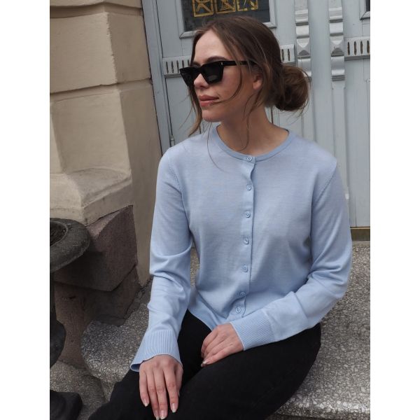 Thea Knit Wool Cardigan Blue