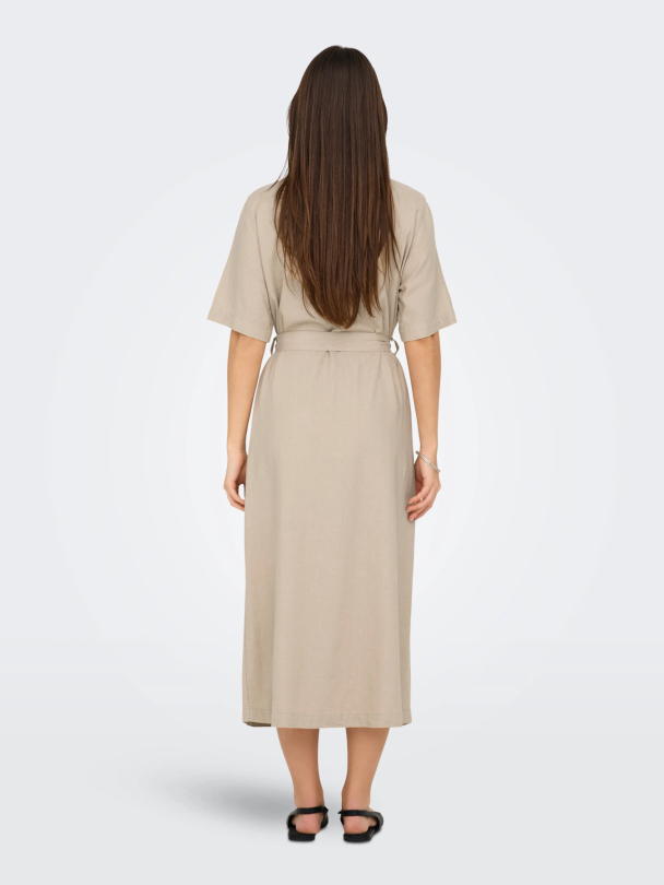 ONLCARO S/S LINEN BL BELT DRESS CC PNT - Image 2
