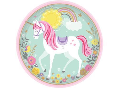 Papptallerken, MAGICAL UNICORN ENHJØRNING 23 cm, 8 stk