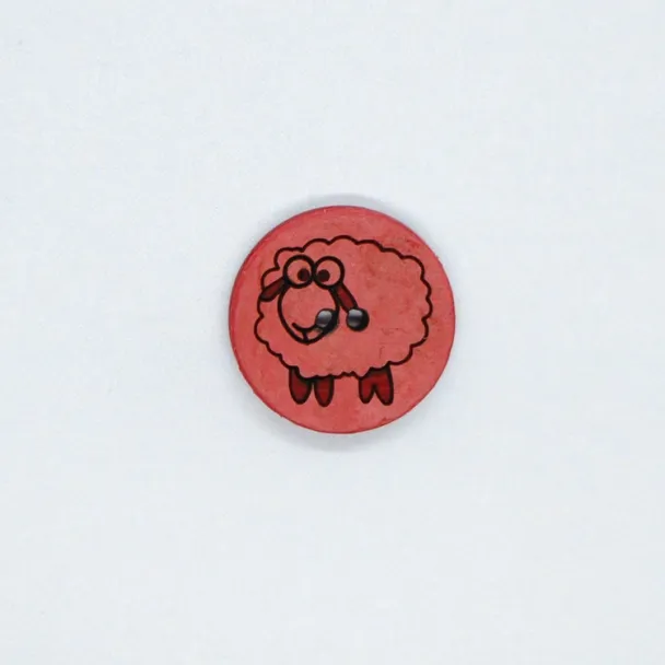 Knapp 15mm Sau Kokos Rød