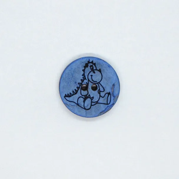 Knapp 15mm Dinosaur Kokos Blå