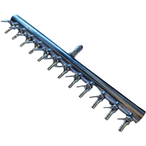 Luftmanifold i stål12-veis / inn Ø8mm / ut Ø4mm