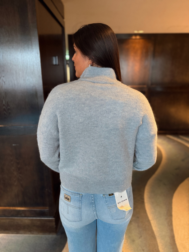 Sia Ras Zipper Cardigan - Dusty Blue  - Image 4