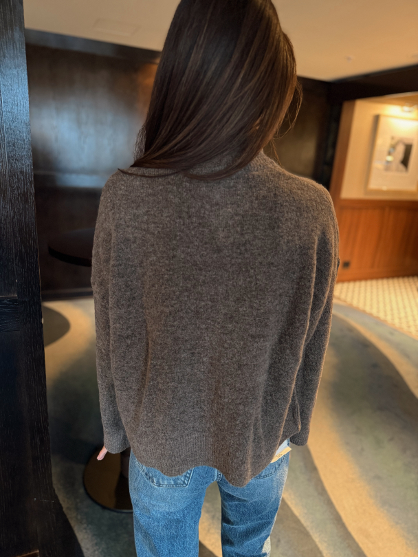 Sia Ras Zipper Cardigan - Chocolate Chip  - Image 3