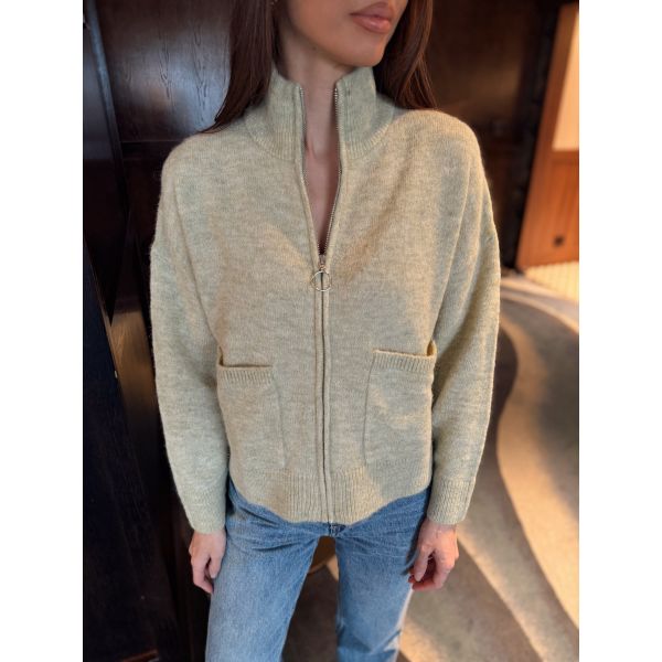 Sia Ras Zipper Cardigan - Lint