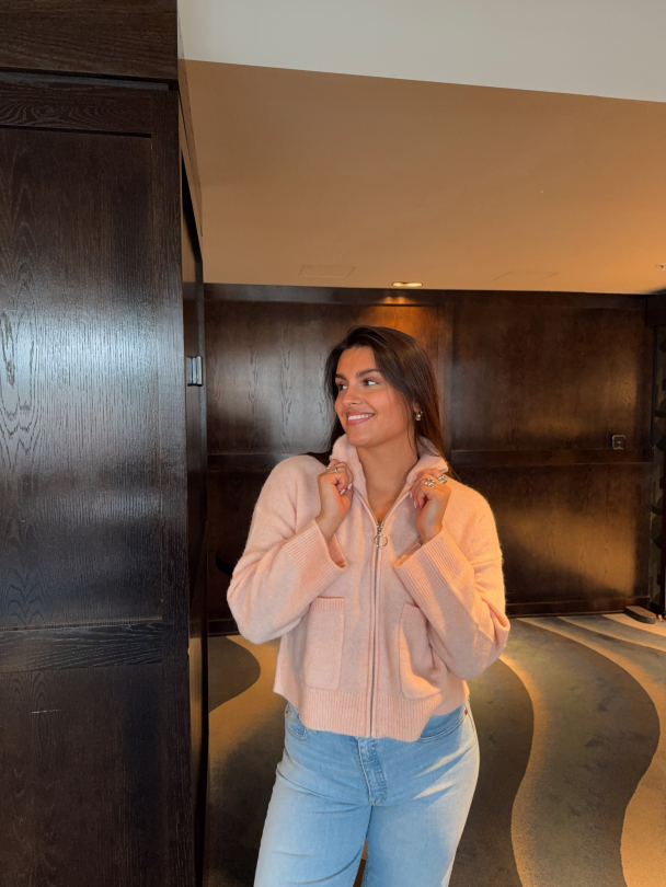 Sia Ras Zipper Cardigan - Pale Dogwood  - Image 3