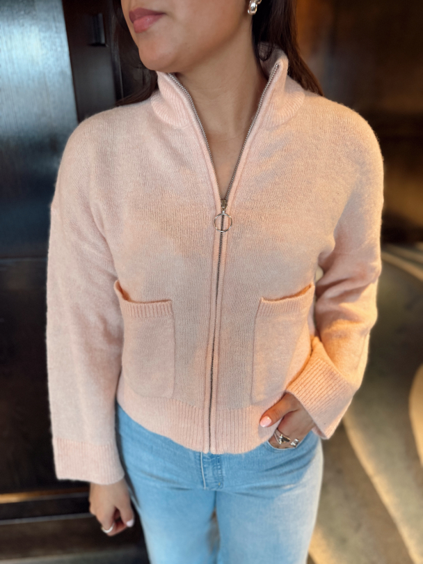 Sia Ras Zipper Cardigan - Pale Dogwood  - Image 1