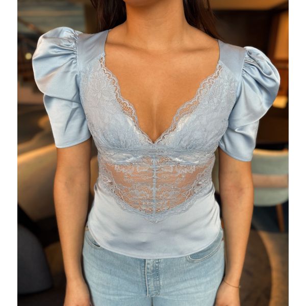 Francis Lace Top - Light Blue 